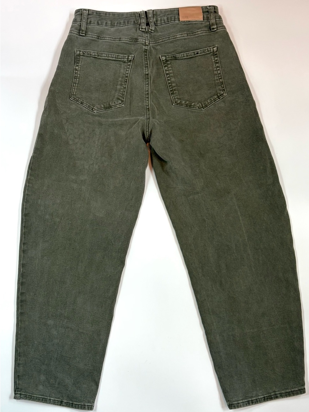 PAIGE Alexis Utility Barrel Leg Jeans Olive Green High Rise Crop Women’s 29 - Picture 4 of 14